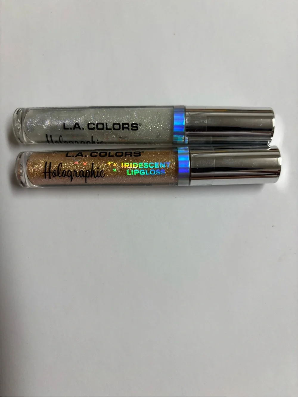 L.A. COLORS Holographic Iridescent Lip Gloss Duo - Silver & Gold